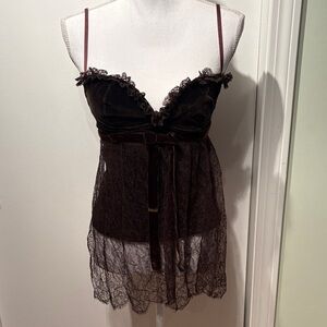 RED Valentino Vintage Velvet and Lace Camisole 40